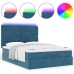 Estructura de cama otomana con colchones terciopelo azul oscuro