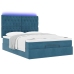 Estructura de cama otomana con colchones terciopelo azul oscuro