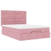 Estructura cama otomana con colchones terciopelo rosa 140x190cm