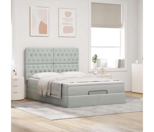 Estructura cama otomana con colchones gris claro 140x200cm