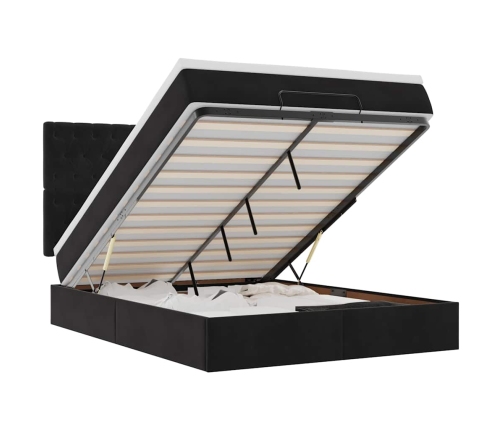 Estructura cama otomana colchones terciopelo negro 140x200cm