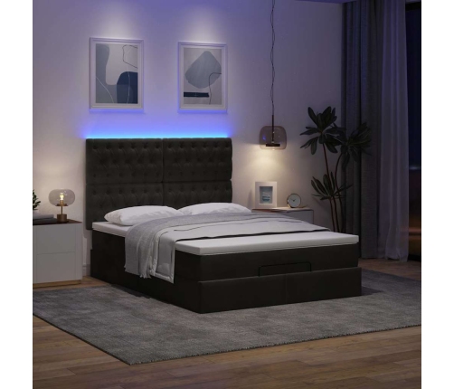 Estructura cama otomana colchones terciopelo negro 140x200cm