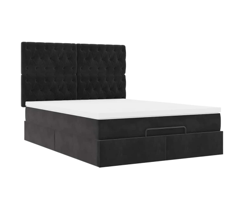 Estructura cama otomana colchones terciopelo negro 140x200cm