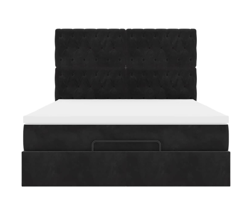 Estructura cama otomana colchones terciopelo negro 140x200cm