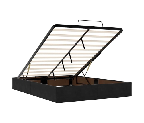 Estructura cama otomana colchones terciopelo negro 140x200cm