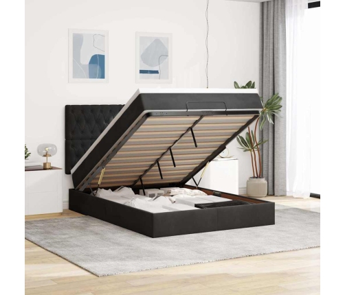 Estructura cama otomana colchones terciopelo negro 140x200cm