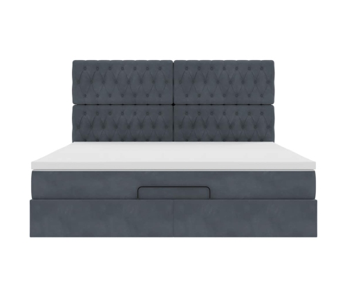 Estructura cama otomana colchones terciopelo gris oscuro