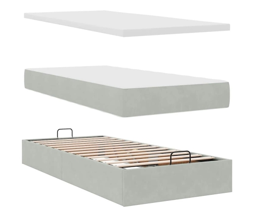 Estructura cama otomana colchones gris claro 100x200cm