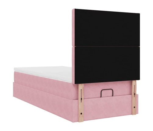 Estructura de cama otomana colchones terciopelo rosa 100x200cm