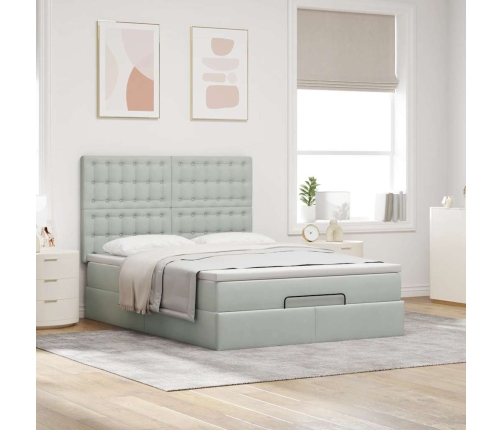 Estructura cama otomana colchones gris claro 140x190cm