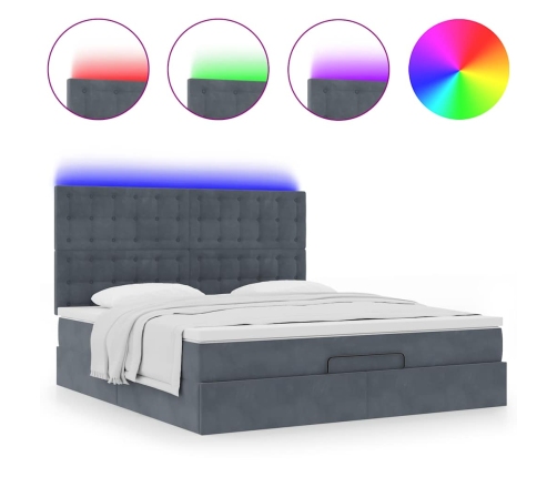 Estructura cama otomana colchones terciopelo gris oscuro