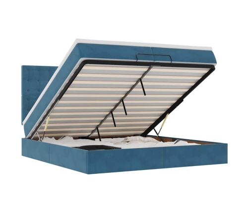 Cama otomana con colchones y luces LED azul oscuro 200x200 cm