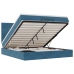 Cama otomana con colchones y luces LED azul oscuro 200x200 cm