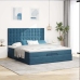 Cama otomana con colchones y luces LED azul oscuro 200x200 cm