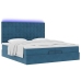 Cama otomana con colchones y luces LED azul oscuro 200x200 cm