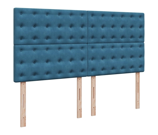 Cama otomana con colchones y luces LED azul oscuro 200x200 cm