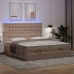 Cama otomana colchón y LED cuero sintético capuchino 160x200cm