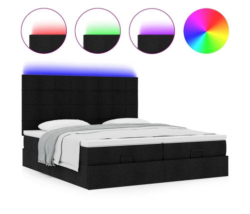 Estructura de cama otomana con colchones tela negra 180x200cm
