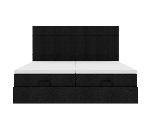Estructura de cama otomana con colchones tela negra 180x200cm