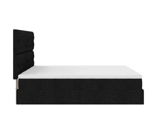 Estructura de cama otomana con colchones tela negra 160x200 cm
