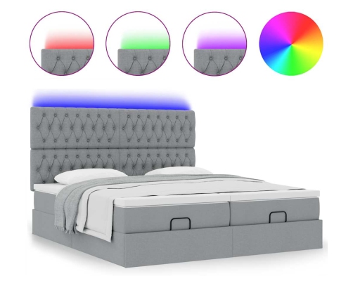 Estructura de cama otomana colchones tela gris claro 200x200cm