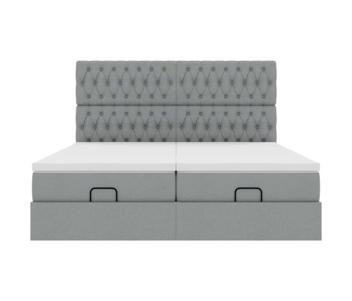 Estructura de cama otomana colchones tela gris claro 200x200cm