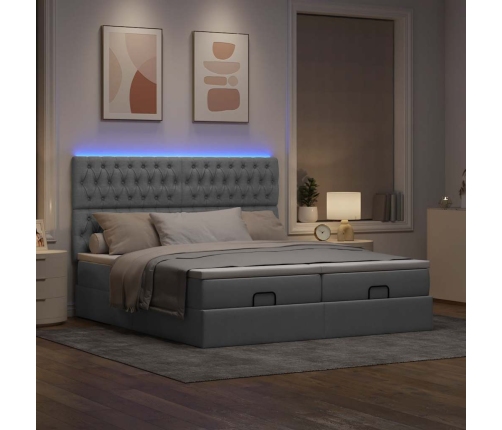 Estructura de cama otomana colchones tela gris claro 200x200cm