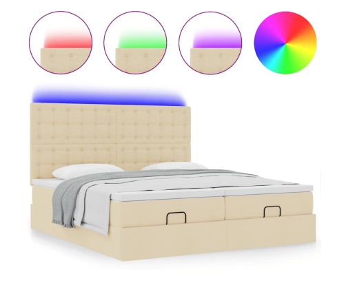 Estructura de cama otomana con colchones tela crema 200x200cm