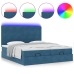 Estructura de cama otomana colchones terciopelo azul oscuro