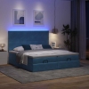 Cama otomana con colchones y luces LED azul oscuro 200x200 cm