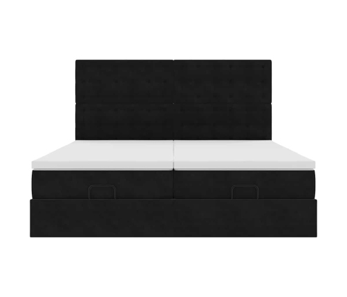 Estructura de cama otomana colchones terciopelo negra 160x200cm
