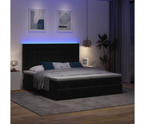 Estructura de cama otomana colchones terciopelo negra 160x200cm