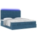 Cama otomana con colchones y luces LED azul oscuro 200x200 cm