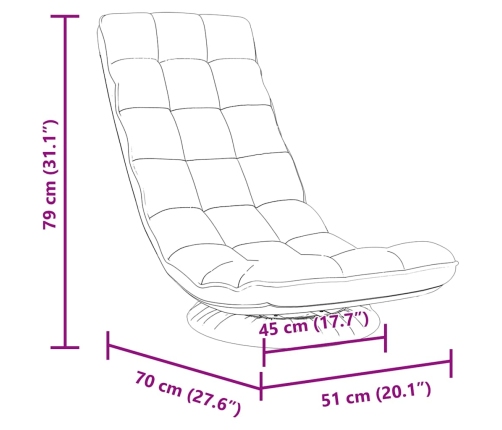 Silla giratoria de suelo de tela blanca 70x51x79 cm