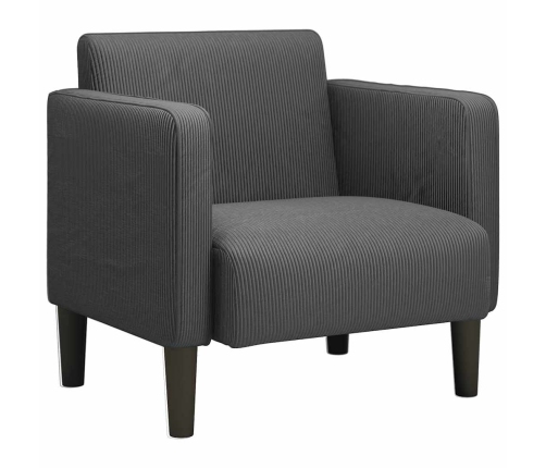 Sillón con reposabrazos gris oscuro 54 cm tejido de pana