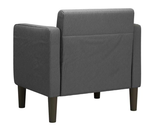 Sillón con reposabrazos gris oscuro 54 cm tejido de pana