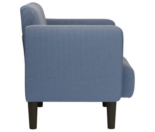 Sillón con reposabrazos azul 54 cm tejido de pana