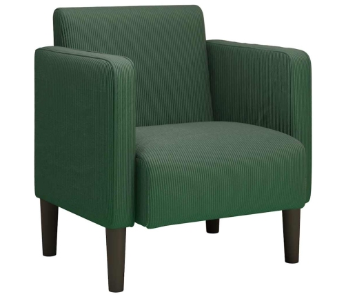 Sillón con reposabrazos verde jungla 54 cm tejido de pana