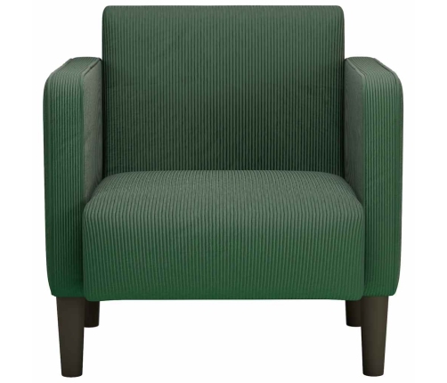 Sillón con reposabrazos verde jungla 54 cm tejido de pana