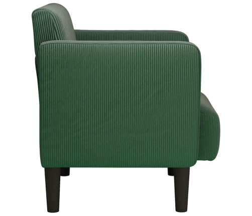 Sillón con reposabrazos verde jungla 54 cm tejido de pana