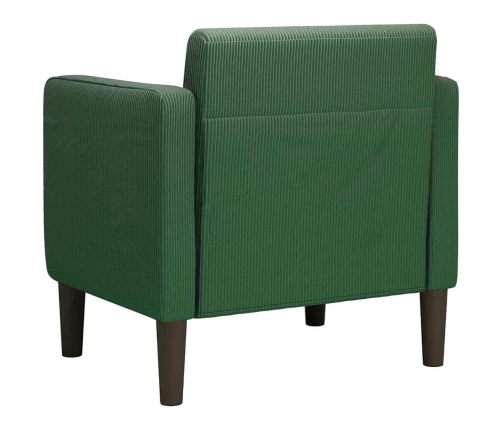 Sillón con reposabrazos verde jungla 54 cm tejido de pana