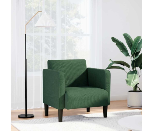 Sillón con reposabrazos verde jungla 54 cm tejido de pana