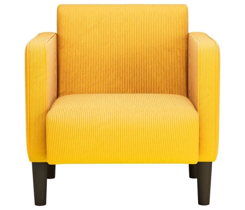 Sillón con reposabrazos amarillo claro 54 cm tejido de pana