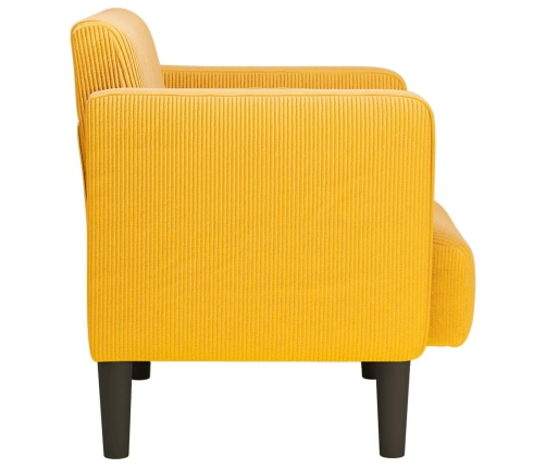 Sillón con reposabrazos amarillo claro 54 cm tejido de pana