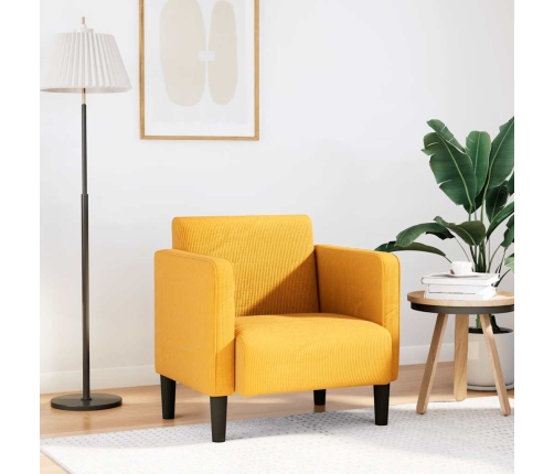 Sillón con reposabrazos amarillo claro 54 cm tejido de pana