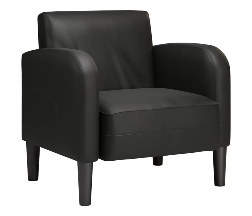 Sillón con reposabrazos cuero sintética negro 54 cm