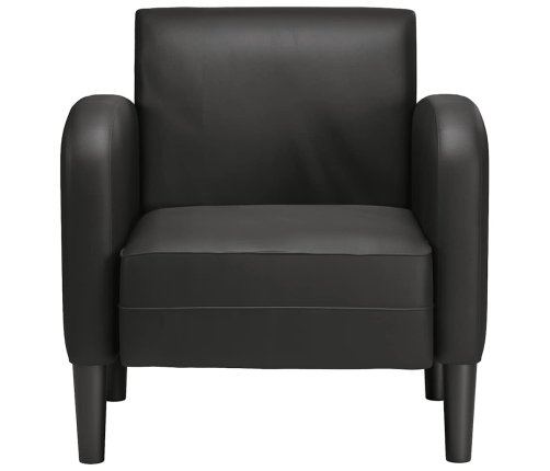 Sillón con reposabrazos cuero sintética negro 54 cm