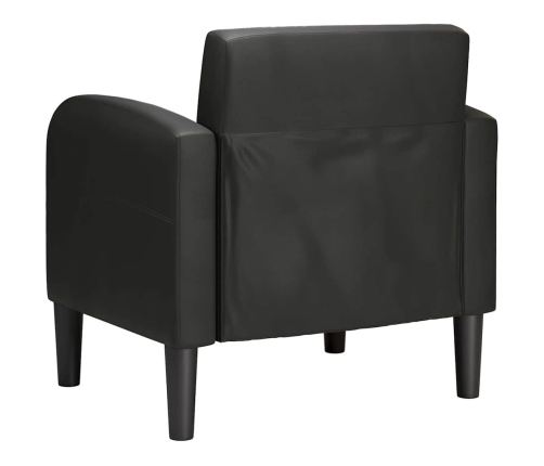 Sillón con reposabrazos cuero sintética negro 54 cm