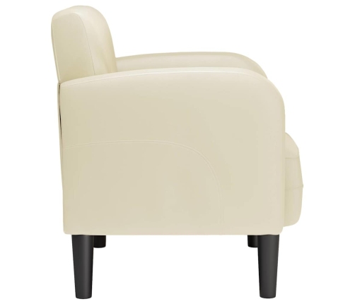 Sillón con reposabrazos color crema 54 cm cuero sintética