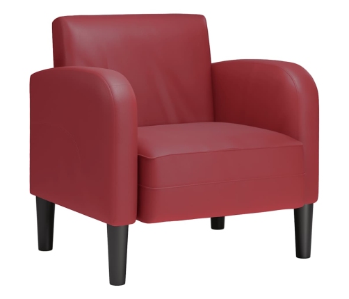 Sillón con reposabrazos color rojo vino 54 cm cuero sintética